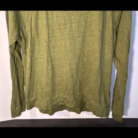 Summer 100% Linen! Cynthia Rowley, Long Sleeve Top/Tee Green Size L - Picture 3 of 13